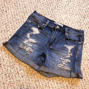 Medium Wash Distressed Denim Jean Shorts